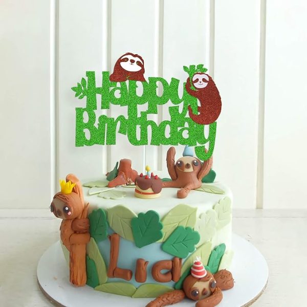 sloth birthday cake topper