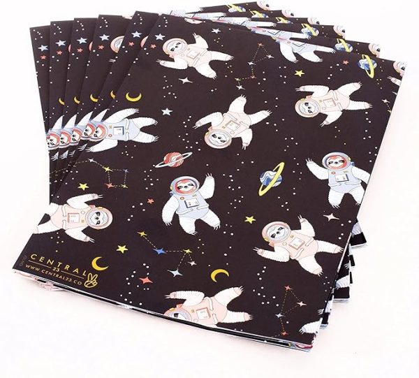 astronaut sloth birthday wrapping paper