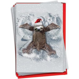 sloth Christmas greeting cards