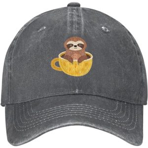 sloth in a coffee cup ball cap