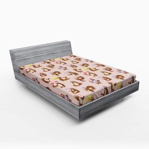 busy brown sloth fitted bed sheets
