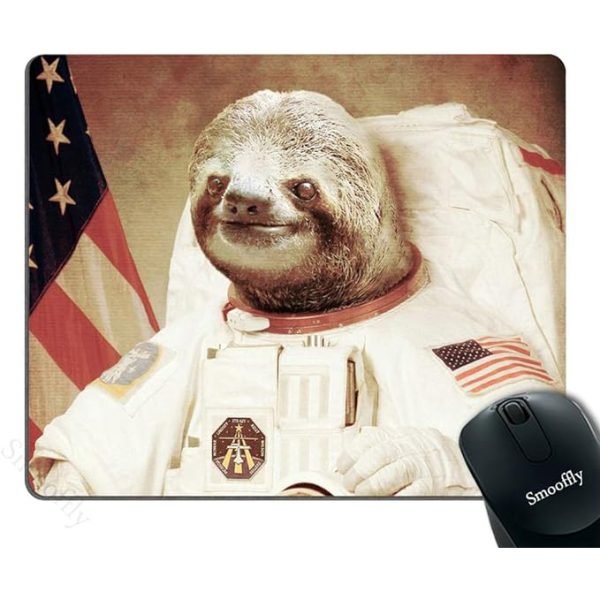funny astronaut sloth mouse pad