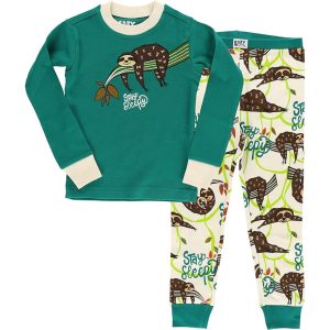 kid's long sleeve sloth pajama set