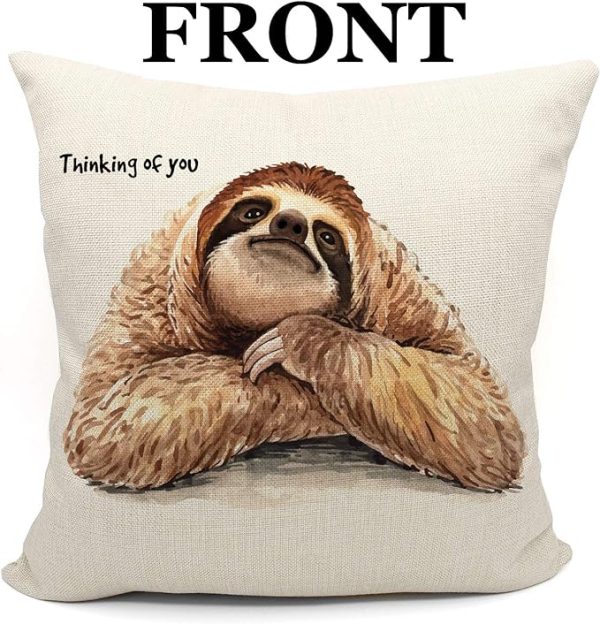 thinking sloth throw pillow