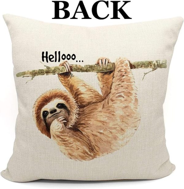thinking sloth throw pillow