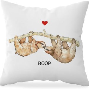 kissing sloths throw pillow
