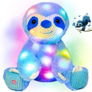 Plush sloth toy with LED lights