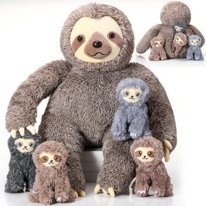 momma sloth and 4 baby sloth plush toys