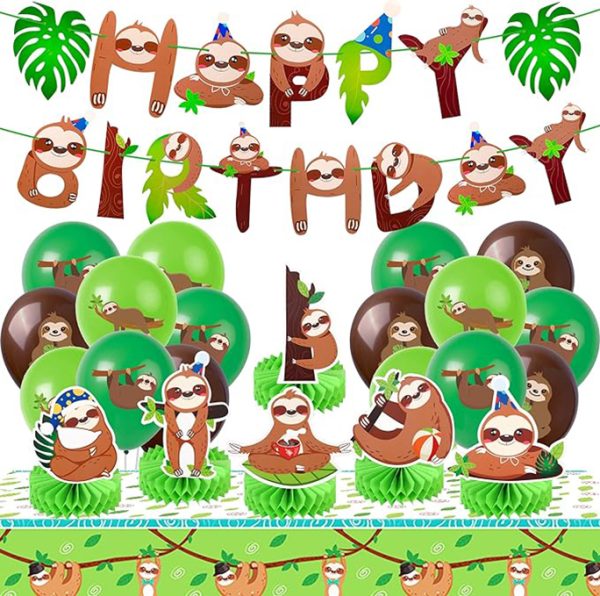 sloth birthday party decoration kit