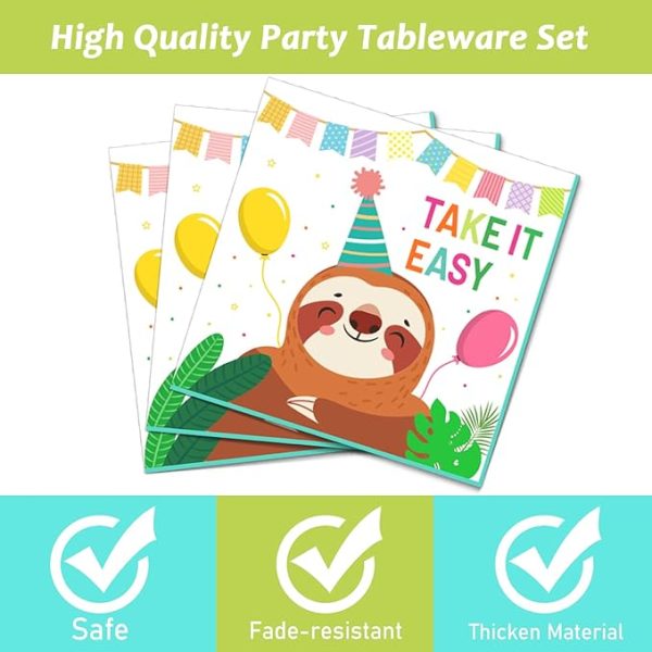 96 piece sloth party supply kit serves 24 guests
