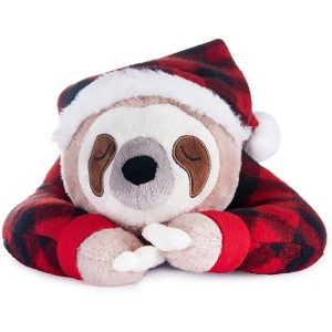 red pajama santa sloth plushie