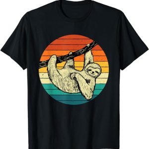 retro 1970's sloth design t-shirt