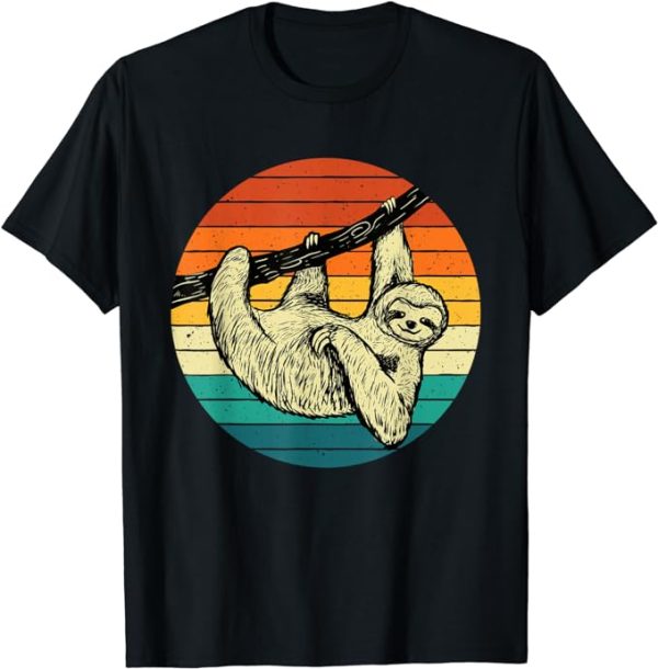 retro 1970's sloth design t-shirt