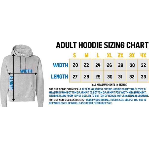 nope sloth hoodie size chart