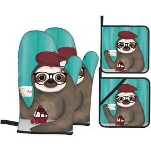 sloth oven mitts and hot pads