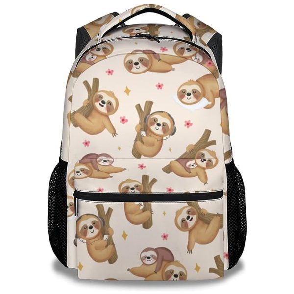tan sloth school backpack for kids