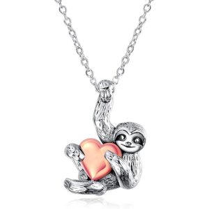 silver sloth pendant necklace